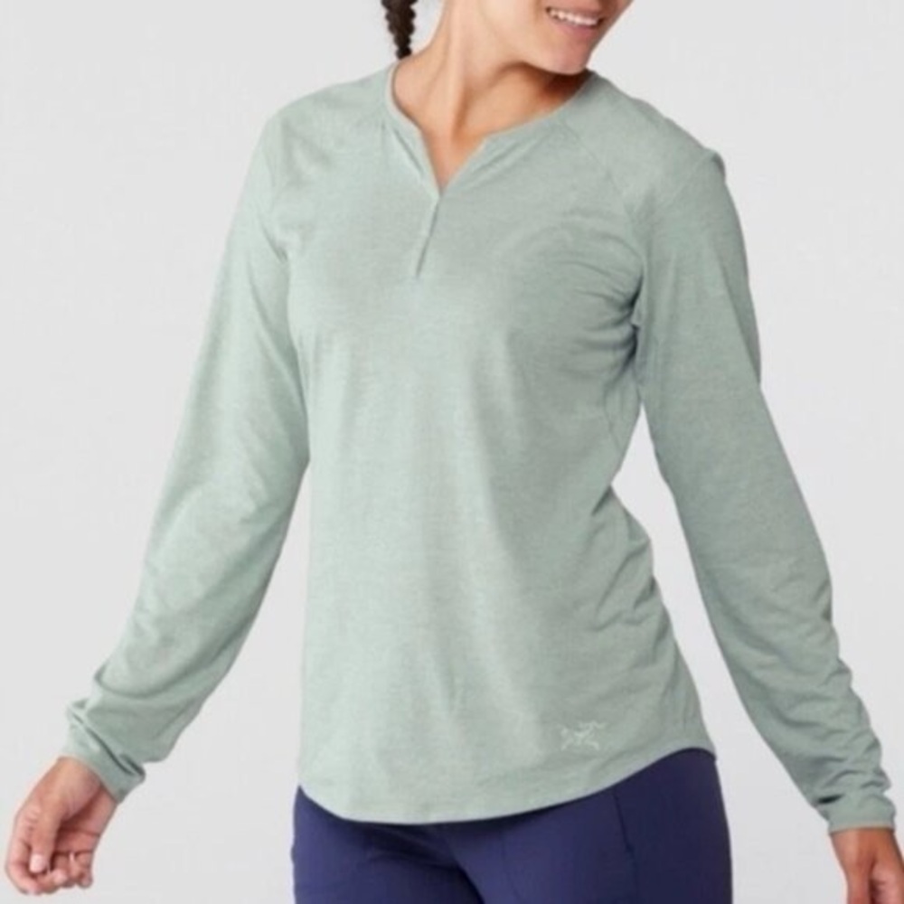 Arc'teryx Kadem Long Sleeve Henley Top Women’s M Green